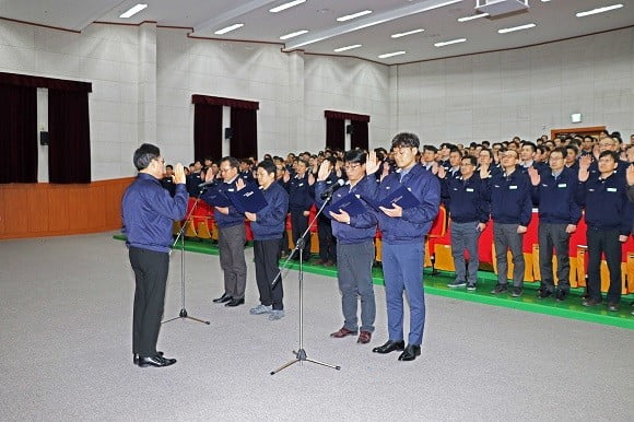 지난 15일 현대로템 창원공장에서 개최된 비상경영 선포식 현장 /사진=현대로템