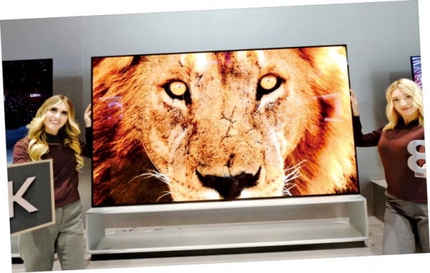 LG전자 88인치 ‘시그니처 올레드 8K’ TV LG전자가 7일(현지시간) ‘CES 2020’에서 OLED TV 신제품을 대거 선보인다. 모델들이 인공지능 프로세서 ‘알파9 3세대’를 적용한 88인치 ‘LG 시그니처 올레드 8K’ 신제품을 소개하고 있다.  /LG전자  제공 