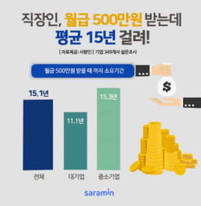 직장인, 평균 15년 근무해야 월 500만원 번다···직장인 75.9%, 월 소득 200~300만원