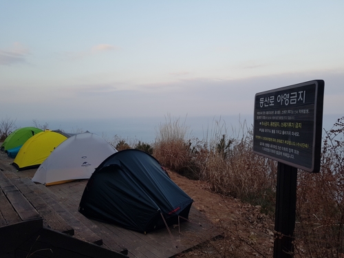 강릉 괘방산 '몸살'… 등산로에서 야영하고 용변까지 추태