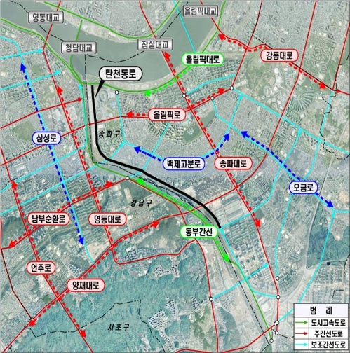 서울 탄천 동측 도로 4.9㎞에 지하 왕복4차로 조성