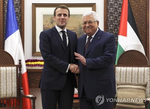 프랑스 마크롱, 팔레스타인 수반과 회담…"2국가 해법 지지"