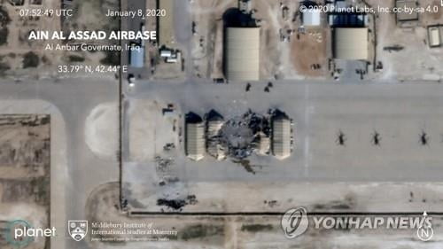`미사일 22발 피격` 이라크 미군기지 위성사진 공개