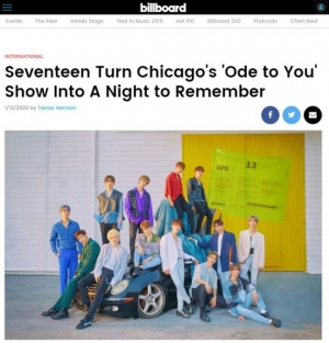 세븐틴 월드 투어 'ODE TO YOU', 빌보드 등 美 주요 매체서 극찬