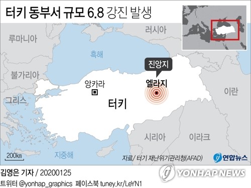 터키 동부 지진 사망자 38명·부상자 1천600여명으로 늘어(종합2보)