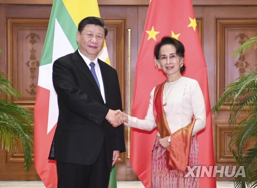 시진핑,  미얀마서  '일대일로' 인프라 지원협약…"영향력 확대"