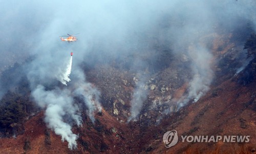 재발화 춘천 신북읍 야산 산불 진화(종합)