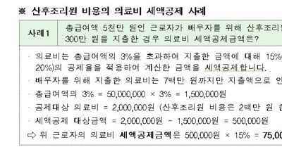 15일 연말정산 서비스 시작…산후조리원 자료도 제공