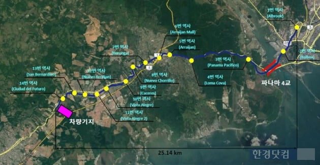 파나마 메트로 3호선 프로젝트 위치도. (자료 현대건설)