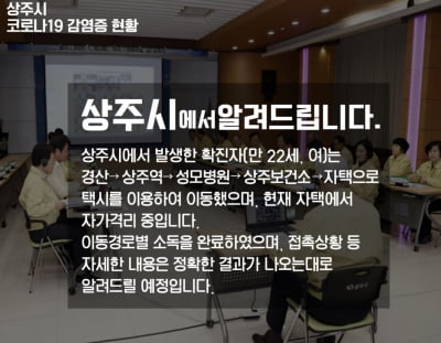 [단독] 상주 코로나19 확진자 동선 공개 "경산→상주역→성모병원→보건소"