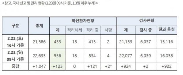 [종합2보] 코로나19 확진 123명 추가…대구·경북에서만 113명 발생