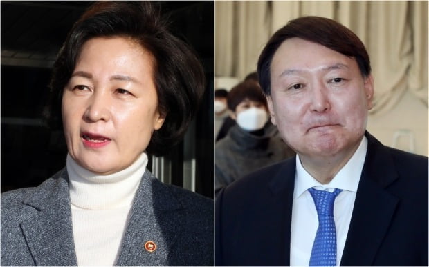 추미애 법무부 장관(왼쪽)과 윤석열 검찰총장. / 사진=연합뉴스