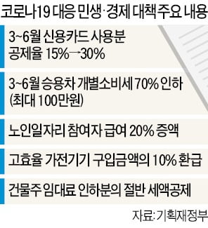 카드 소득공제율 두 배 확대…車 개별소비세도 70% 인하