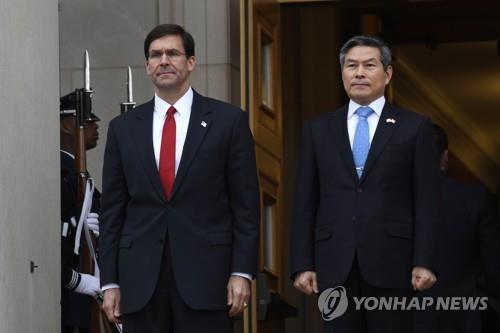 에스퍼 "한국, 방위비 더 분담할 능력있어…증액은 최우선 과제"