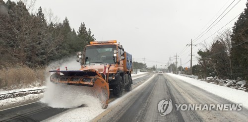 한라산 폭설 73.4㎝·매서운 눈바람…제주 항공편 결항·지연도(종합)
