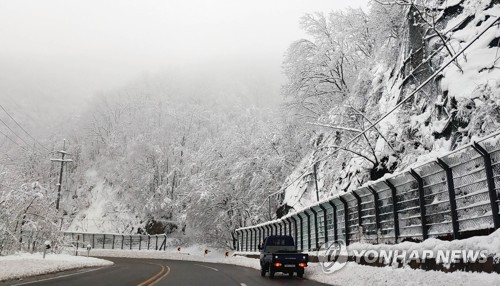 강원 중부 산지 대설주의보…내일까지 2∼7㎝ 눈