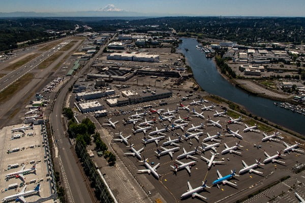 미국 항공기 제조사 보잉의 '737 맥스8' 기종 여객기들이 지난 7월 워싱턴 주 시애틀의 보잉필드 공항에 멈춰 서 있는 모습. 사진=연합뉴스