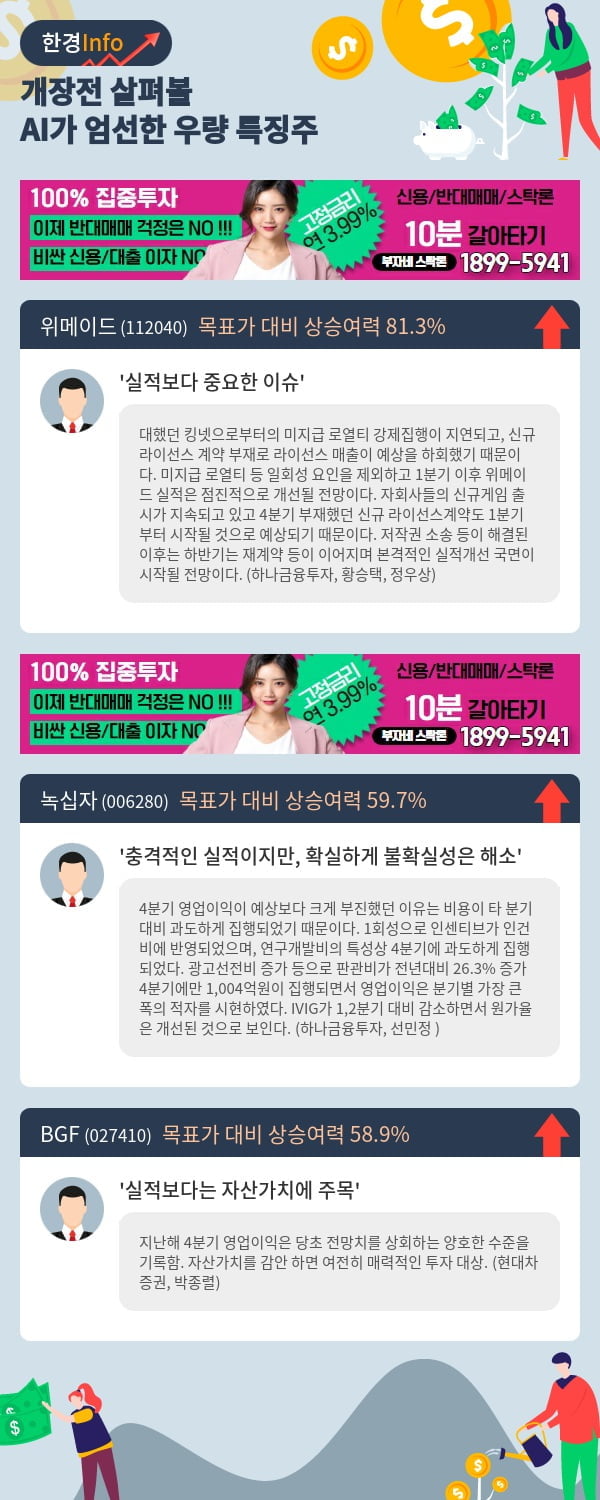 개장전 살펴볼 AI가 엄선한 우량 특징주