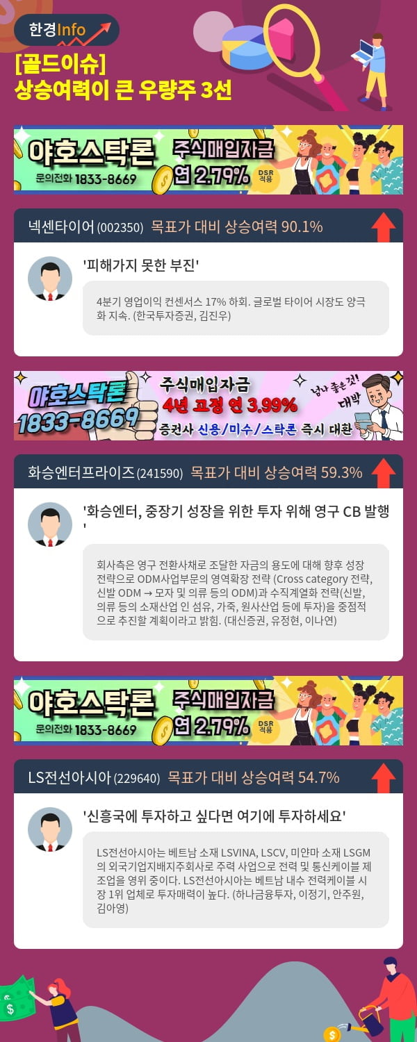 [골드이슈] 상승여력이 큰 우량주 3선