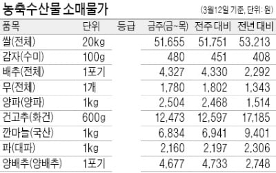 재택 근무·개학 연기에 봄 농수산물 가격 하락