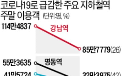 코로나 영향…주말 명동역 이용객 42% 줄었다