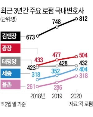 덩치 커진 10대 로펌…김앤장 800명·광장 500명 돌파