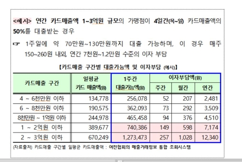 영세 자영업자, 카드 결제액 따라 주말에도 대출받는다