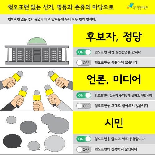 인권위원장 "21대 총선, 혐오표현 없는 민주주의 공론장 돼야"