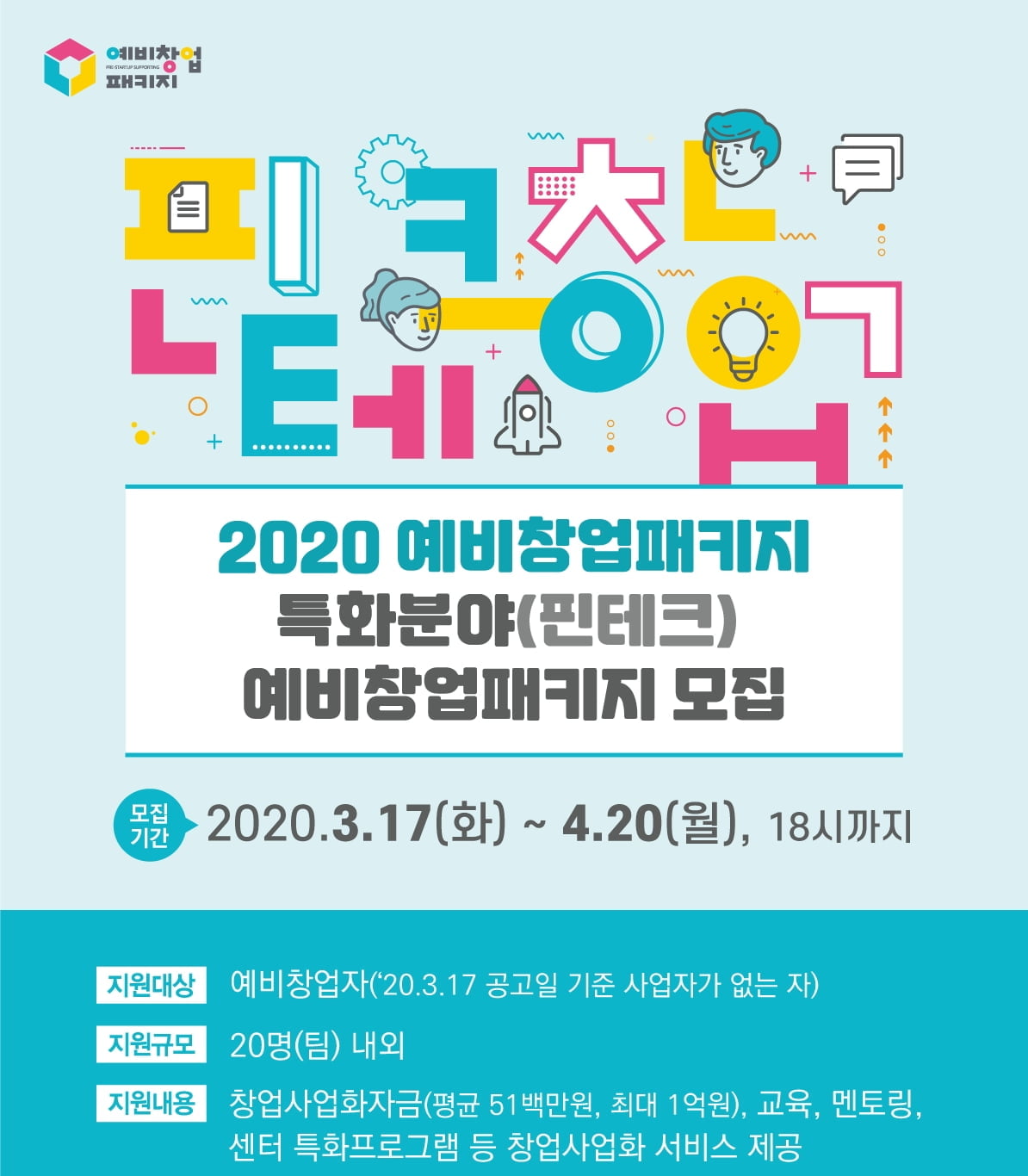 한국핀테크지원센터, 2020년 예비창업패키지 핀테크 창업자 모집..“핀테크 육성에 박차”