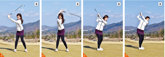 [신나송의 골프 레슨] 왼팔은 오른쪽 어깨 살짝 위, 오른팔은 왼팔 밑에 위치해야