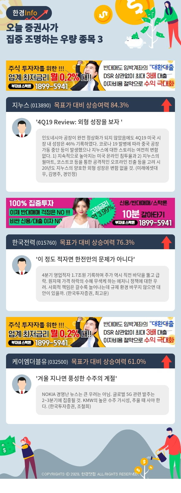 오늘 증권사가 집중 조명하는 우량 종목 3