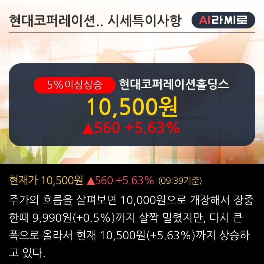 '현대코퍼레이션홀딩스' 5% 이상 상승, 2019.3Q, 매출액 474억(+24.2%), 영업이익 29억(+9.4%)