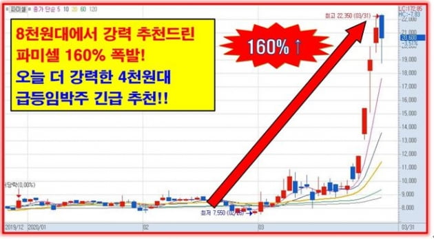 추천 직후 160% 폭발한 파미셀 후속주 긴급 제시!!