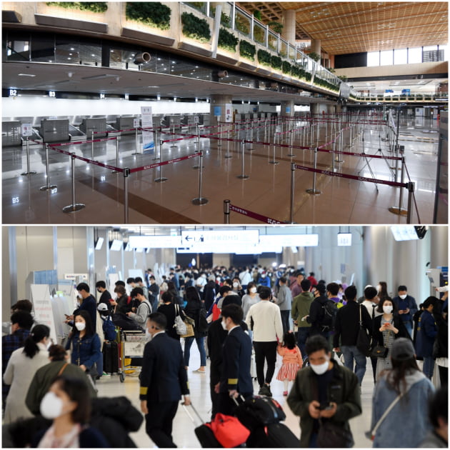 [포토] 텅텅-북적…상반된 모습의 김포공항