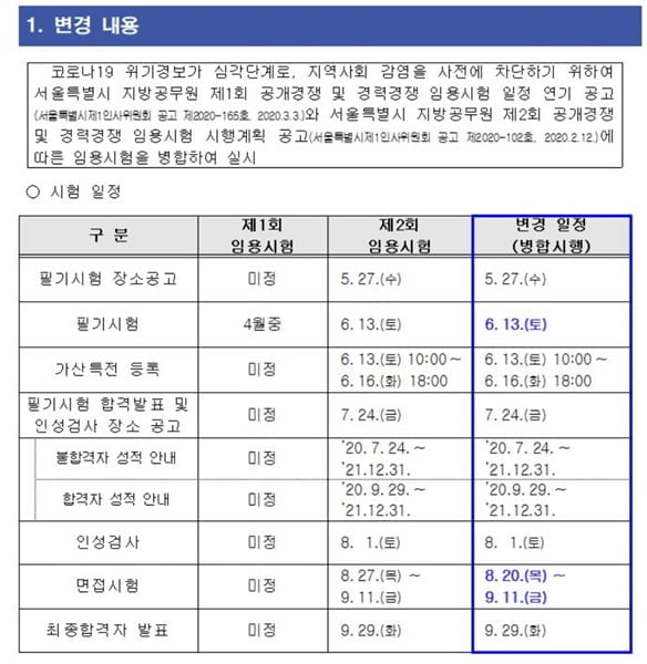 서울시, 6월 13일 1-2회 공무원 필기시험 병합 시행… 지방직도 같은 날 가능성 ↑