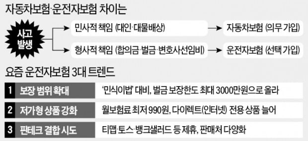 운전자보험 경쟁…"월 990원에 변호사선임까지"