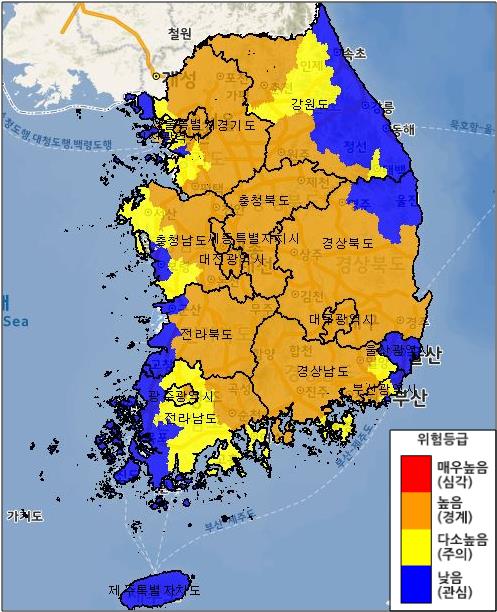 국립산림과학원, 선거일 전후 산불위험지수 '높음' 수준 경고