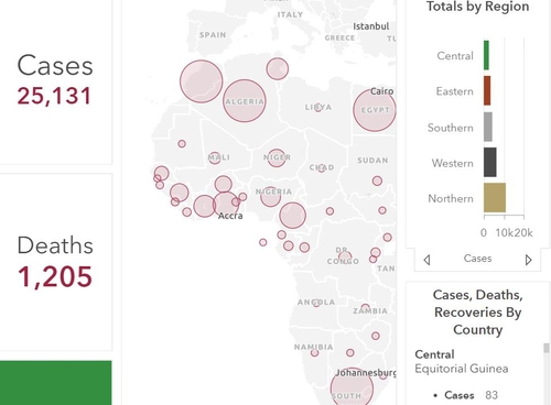 아프리카 코로나19 확진자 2만5천명 넘어…사망 1천200명