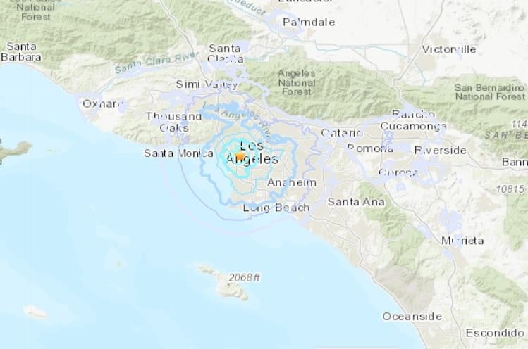 미국 LA 전역 한밤중 `흔들`...규모 3.7 지진