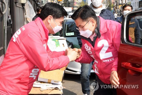 [총선 D-8] 통합당 황교안·지상욱 합동유세…"조국 살리기 심판"