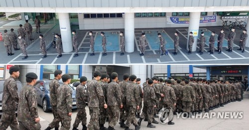 [사전투표] 100ｍ 넘는 긴 줄에도 거리두기…점심에 짬 내 '한 표'(종합)