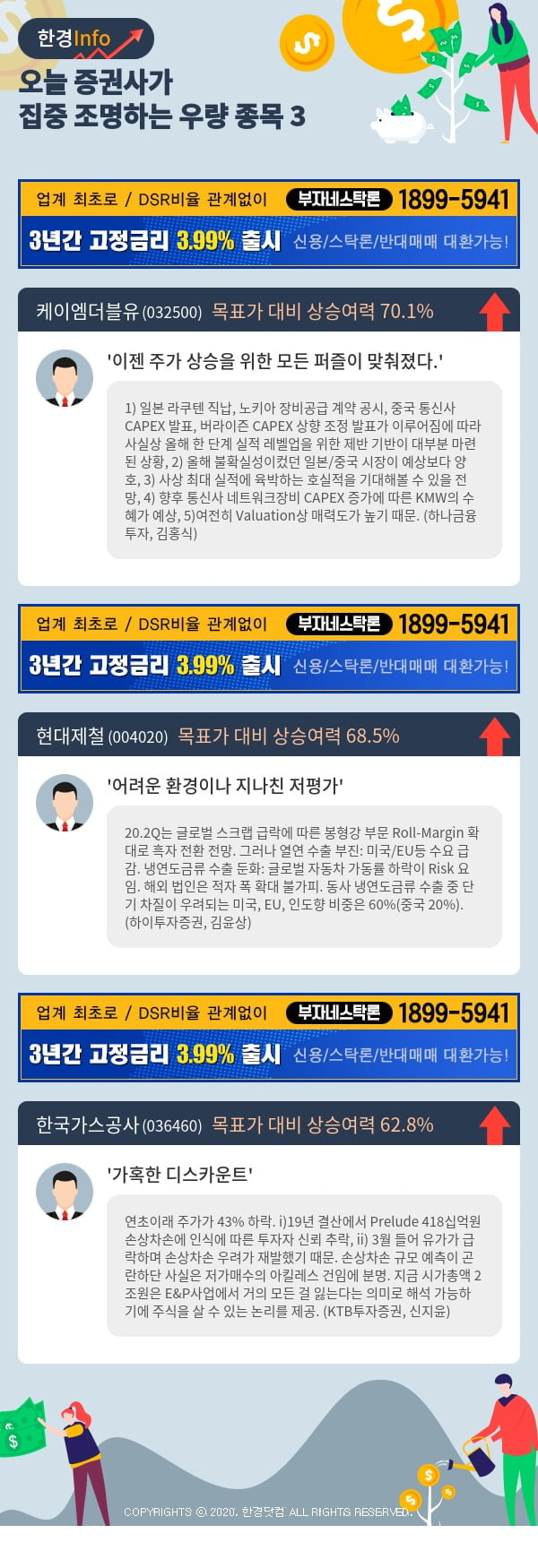 [포커스]오늘 증권사가 집중 조명하는 우량 종목 3