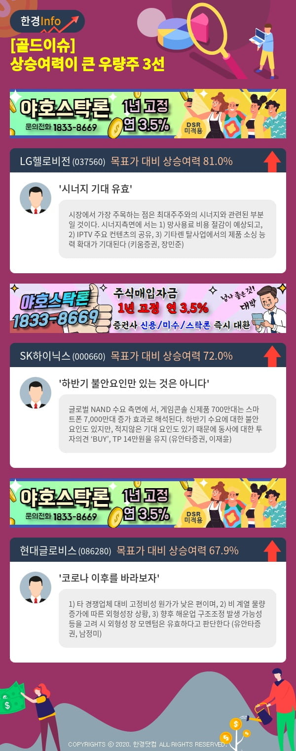 [골드이슈] 상승여력이 큰 우량주 3선