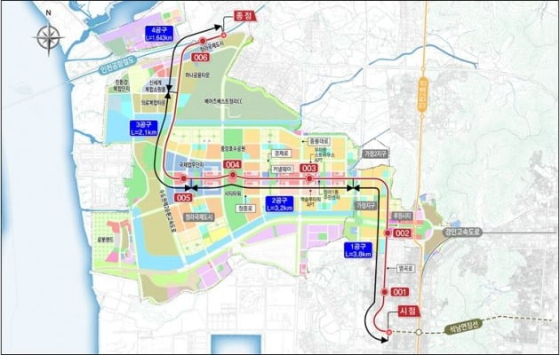 서울지하철 7호선의 청라국제도시 구역 연장사업 계획도. 인천시 제공