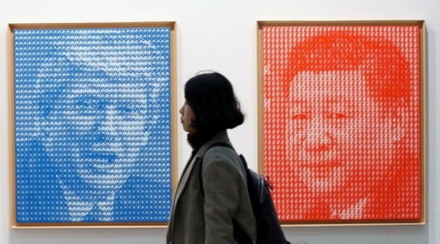 2018 한국국제아트페어(KIAF)에 전시된 트럼프와 시진핑 예술작품 2018. 10.4 [사진=연합뉴스] 