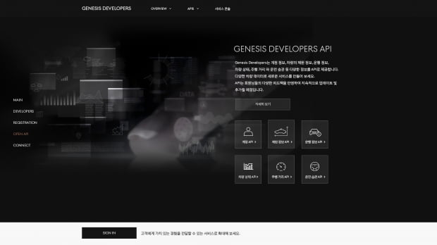 제네시스 디벨로퍼스 홈페이지 모습. 사진=제네시스