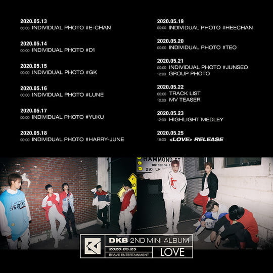 다크비, 미니 앨범 ‘LOVE’ 스케줄러 공개 (사진=브레이브)
