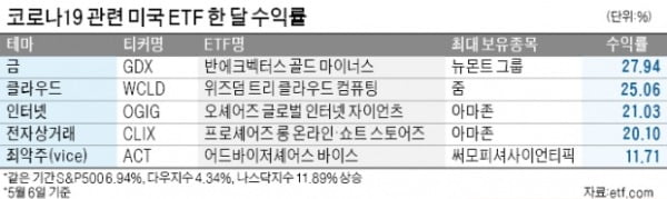 코로나 이겨낸 美 ETF…언택트·클라우드·金 테마 '승승장구'