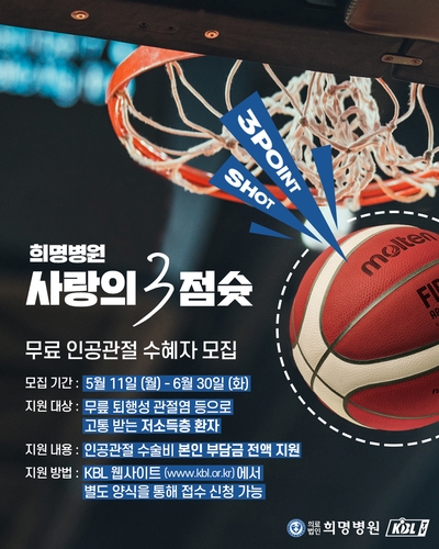 KBL '희명병원 사랑의 3점슛' 캠페인 3천394만원 적립