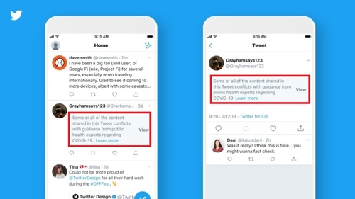 트위터, '논란 소지' 코로나19 관련 트윗에 라벨 붙인다
